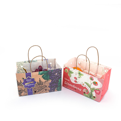 Flexo Printing Fruit Paper Bags Recyclable For Groceries Supermarket
